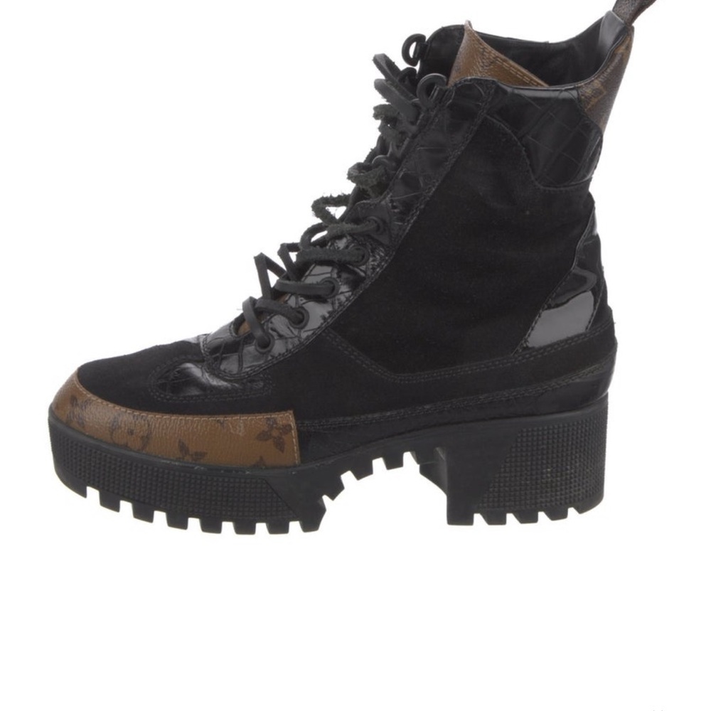 Louis Vuitton Black and Brown Combat Boots